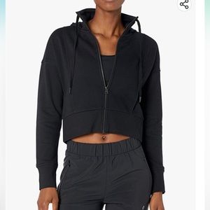 NWT CORE 10 Cropped Zip-Up Hoodie Sweatshirt Black